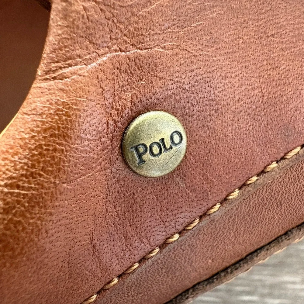 Polo Ralph Lauren Mens Tan Leather Boat Shoes Moc Toe Loafers AAM19420 9.5 D
